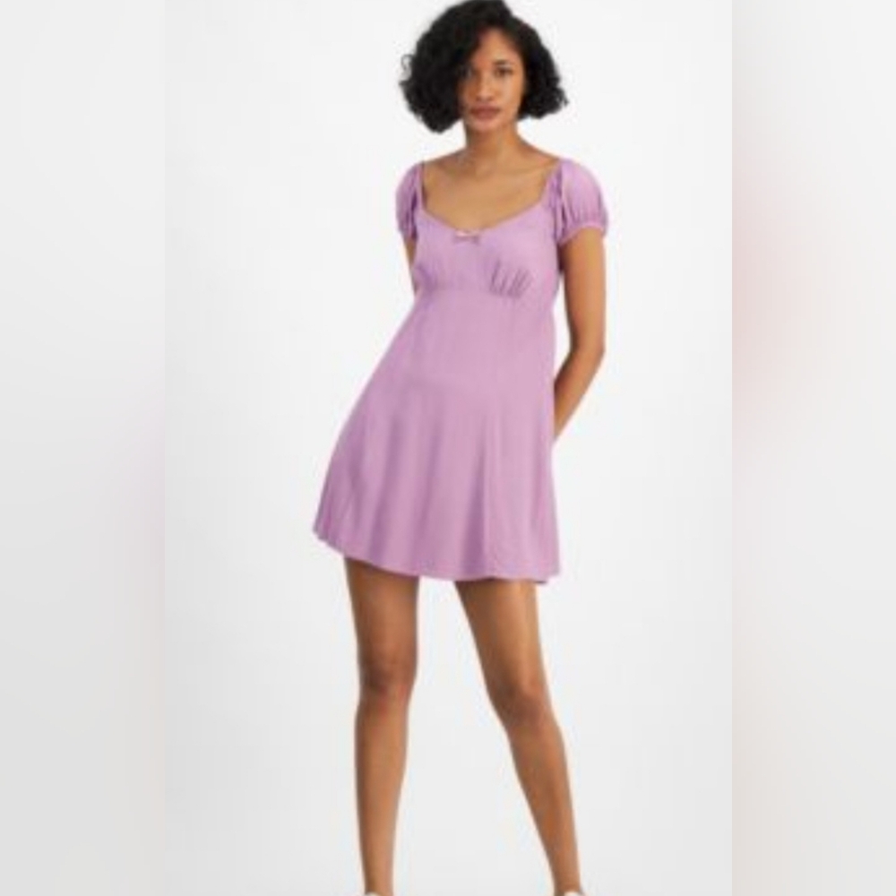 Purple Short Sleeve Dress